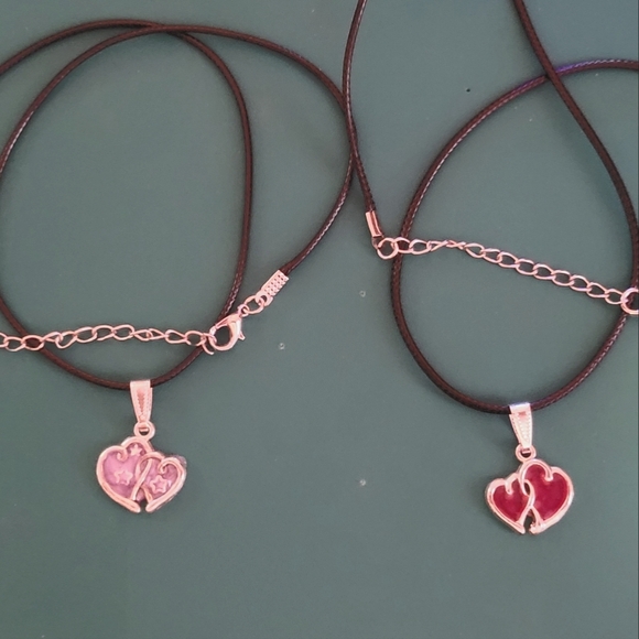 2 Double Heart Necklaces - Picture 2 of 4